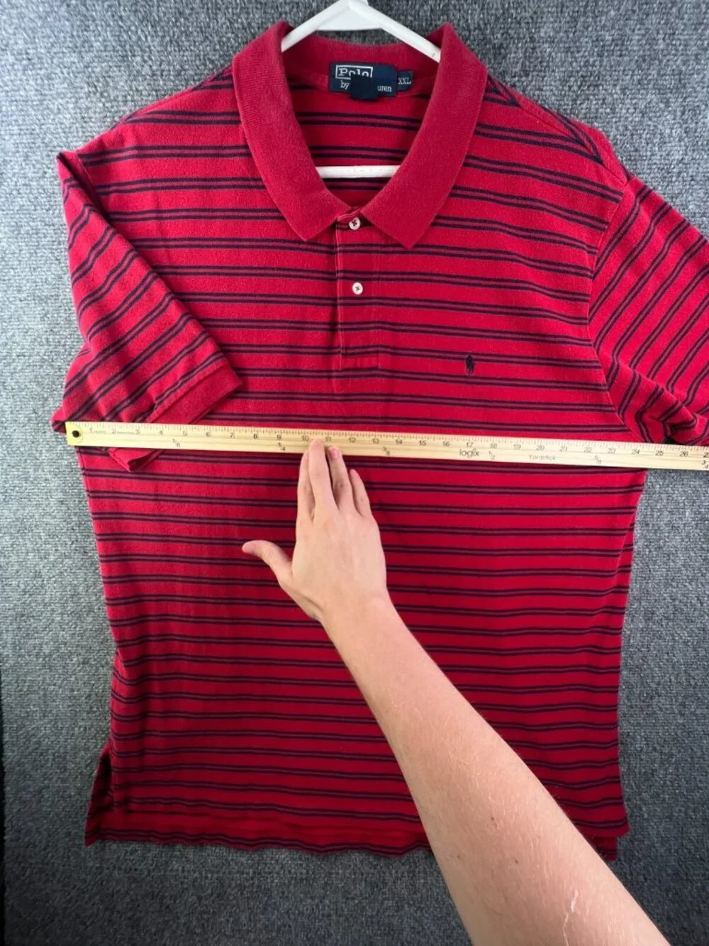 Polo Ralph Lauren Men’s Short Sleeve Polo Shirt USA Red Blue Striped 2XL Adult
